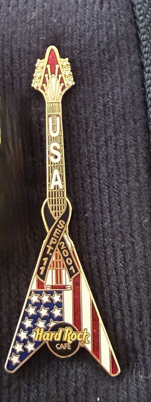 Hard Rock Cafe USA Pin September 11, 2001 Flying v Flag